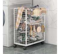 Rolling laundry basket, Mesh Laundry Hamper Basket Cart, Metal Clothes Hamper, Collapsible Dirty Laundry Cart, Clothes Storage Organize Hamper, With Wheels, For Living Room, Bathro