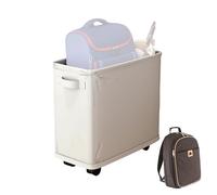 Rolling Laundry Basket - Oxford Cloth 40x20x35cm | Tall Laundry Hamper, Slim Clothes Basket With Wheels | Foldable Waterproof Laundrys Sorter Organizer For Home Corner Dirty Clothes Storage
