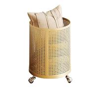 Rolling laundry basket, Rolling Laundry Cart with Wheels Large Capacity Metal Clothes Basket Organizer Imitation Woven Rattan for Dorm Laundry Room Beige 3 Colors 35 * 35 * 38cm
