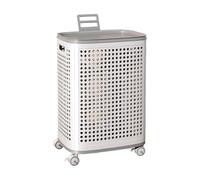 Rolling Laundry Basket with Lid - Easy to Move Large Capacity Plastic Laundry Hamper for Bedroom Laundry Room