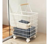 Rolling Laundry Basket with Wheels, Large Capacity Dirty Clothes Hamper with Handle for Living Room Bedroom Bathroom