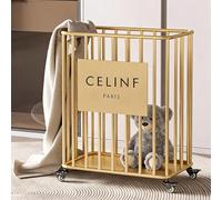 Rolling Laundry Basket with Wheels, Metal Laundry Hamper, No Assembly Required, Large Capacity, Breathable, Ideal for Bedroom and Bathroom Storage(Gold,L)