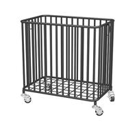 Rolling Laundry Basket with Wheels, Square Metal Laundry Hamper, Clothes Storage Organize Bins Cart, for Living Room, Bathroom, Closet, Bedroom(Black,40x25x47cm)