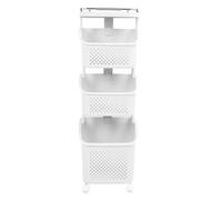 Rolling Laundry Hamper with Wheels | 4 Wheel Storage Basket Organizer for Home/Kitchen/Bathroom | Stackable Shelf for Clothes, Bedding & Toys (3 Layer)
