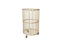 Rolling Laundry Hamper with Wheels Metal Mesh Basket No Assembly Breathable Dirty Clothes Storage Cart for Bathroom Bedroom Laundry Room Large Capacity Stylish Black/Gold Design