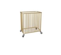 Rolling Laundry Hamper With Wheels, Metal Mesh Laundry Basket, No Assembly Required, Breathable Dirty Clothes Storage Cart For Bathroom, Bedroom, Laundry Room, Black/Gold, Large Capacity