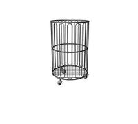 Rolling Laundry Hamper With Wheels, Metal Mesh Laundry Basket, No Assembly Required, Breathable Dirty Clothes Storage Cart For Bathroom, Bedroom, Laundry Room, Black/Gold, Large Capacity