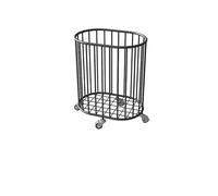 Rolling Laundry Hamper With Wheels, Metal Mesh Laundry Basket, No Assembly Required, Breathable Dirty Clothes Storage Cart For Bathroom, Bedroom, Laundry Room, Black/Gold, Large Capacity