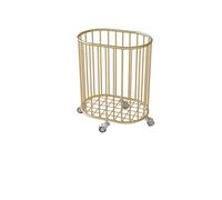 Rolling Laundry Hamper With Wheels, Metal Mesh Laundry Basket, No Assembly Required, Breathable Dirty Clothes Storage Cart For Bathroom, Bedroom, Laundry Room, Black/Gold, Large Capacity