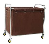 Rolling Laundry Sorter Cart on Wheels Brown Linen Laundry Basket with Handle for Hotels & Housekeeping Service Versatile Trolley for Easy Laundry nizat