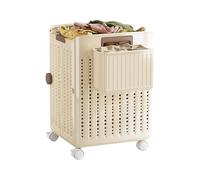 Rolling Laundry Trolley, Portable Clothes Basket with Wheels, Foldable Fabric Storage Container for Corner Spaces, Wardrobe Organiser Basket, Bedroom, Bathroom, Apartment, S