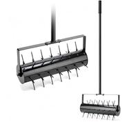 Rolling Lawn Aerator, Heavy Duty Manual Rolling Garden Aerator, with 2.1 inch Solid Steel Spikes & Stainless Steel Handle, for Compacted Soils and Lawns, Filled Sand or Stone Green