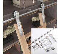 Rolling Library Hardware Kit - Sliding Ladder Door Hardware Kit, Stainless Steel Round Tube Mobile Ladder Track, With Floor Roller Wheels, Stable And Quiet Easy To Install (Size: 2)