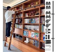 Rolling Library Heavy Duty Slide Rails System 100cm-732cm Mobile Ladder Rail Track Hardware Kit (No Ladder), Silent and Smoothly(Non-Telescopic,8ft/244cm Track kit)