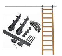 Rolling Library Ladder Hanging Track 5ft-13ft Sliding Ladder Kit with Floor Roller Wheels for Home Loft Office (No Ladder) (Size : 5ft/150cm Track kit)