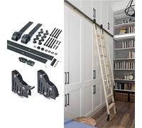 Rolling Library Ladder Hardware Kit - Sliding Barn Door Hardware Track Accessories, Carbon Steel Library Ladder Slide Rail Hardware, Easy to Install, Type J, Sliding Quiet