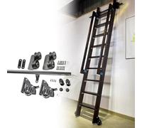 Rolling Library Ladder Hardware, Retractable Rolling Ladder Hardware, Rolling Track Rail With Floor Roller Wheel, Bookcase Sliding Ladders Rails, Mobile Ladders Tracks(800cm(26.2 ft) track kit)