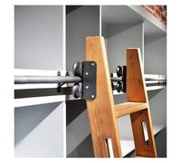 Rolling Library Lladder Kit 200cm Black Sliding Library Ladder Hardware Rolling Full Set Track Kit No, Floor Roller with Brake