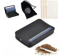 Rolling Machine, Cigarettes, Rolling Box, 110 mm, High-Quality Stainless Steel for Long Durability, 50 Rolling Papers 110 mm, Black Velvet Bag