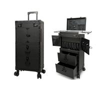 Rolling Makeup Case with Drawers, Cosmetology Case on Wheels, Five-Layer Storage, with Password Locks, Makeup Nail Organizer Cart, for Artist Salon Nail Teach Trunk