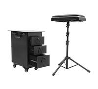 Rolling Makeup Train Case, 3 Drawer Beauty Rolling Case, Professional Makeup Trolley on Wheels, Tattoo Travel Case with Tattoo Armrest & Adjustable Tripod, 42 x 28 x 53 cm (Acrylic Panel)