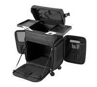 Rolling Makeup Train Case, Cosmetic Storage Organizer, Professional Soft Sided Makeup Case Trolley, Travel Cosmetic Organizer(11.42 * 9.45 * 18.5in,Black)(14.17 * 10.24 * 18.9in)