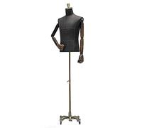 Rolling Male Mannequin Torso Body With Adjustable Wheeled Base for Display Clothes Suits, Commercial Upright Dummy Model with Detachable Head And Arms (Color : Bronze)