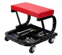 Rolling Mechanic Creeper Seat With Tool Tray Heavy Duty Swivel Wheels