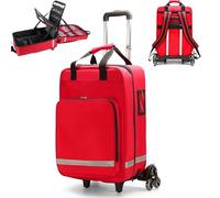 Rolling Medical Bag Detachable Trolley Large First Aid Kit Multi-Compartment Organizer Reflective Strips for Paramedics EMT Outdoor Emergency