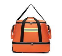 Rolling Medical Bag for First Responders - Empty with Reflective Strips, Casters, Telescopic Pull Rod & Shoulder Strap for Organized Storage - Ideal for Firefighters & Outdoor Rescue