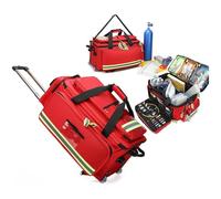 Rolling Medical Bag with Compartments, Reflective Strips, Telescoping Handle, Waterproof Oxford Emergency Bag for Outdoor Rescue