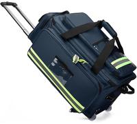 Rolling Medical Bag with Detachable Trolley, Large Capacity First Aid Kit with Compartments, Adjustable Shoulder Strap,Trauma Bag Empty Ideal for Doctors and Nursing Students(Blue)