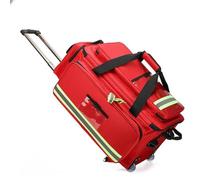 Rolling Medical Bag with Detachable Trolley | Large Capacity Trauma & First Aid Backpack | Multiple Compartments | for NHS Nurses, EMT, Paramedics, Doctors | Emergency Response Kit (Red)