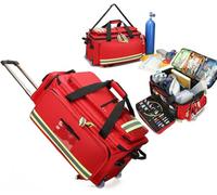Rolling Medical Bag with Wheels and Compartments, Portable Duffle with Reflective Trim for Emergency, Home, and Clinical Use