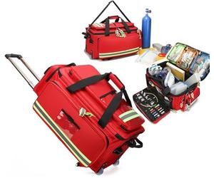 Rolling Medical Bag with Wheels and Compartments, Portable Duffle with Reflective Trim for Emergency, Home, and Clinical Use