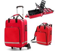 Rolling Medical Bag with Wheels, Detachable Trolley, Reflective Strip, Durable for Home Health Nurses, Paramedics