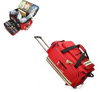 Rolling Medical kit with Handcart, Large Capacity Emergency Backpack, Trauma First aid kit with Health Professional Compartment, Emergency Medical kit