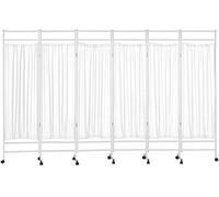 Rolling Medical Privacy Screen Folding, 3/4/5/6 Panel Temporary Room Partition Wall Fencing With Wheels, For Beauty Salon Hospital Clinic Ward, Metal Iron F(Size:6 Panels-W300cm(118.1in),Color:White)