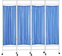 Rolling Medical Privacy Screen Folding, 3/4/5/6 Panel Temporary Room Partition Wall Fencing With Wheels, For Beauty Salon Hospital Clinic Ward, Metal Iron F(Size:4 Panels-W200cm(78.7in),Color:Blue)