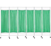 Rolling Medical Privacy Screen Folding, 3/4/5/6 Panel Temporary Room Partition Wall Fencing With Wheels, For Beauty Salon Hospital Clinic Ward, Metal Iron F(Size:6 Panels-W300cm(118.1in),Color:Green)