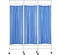 Rolling Medical Privacy Screen Folding, 3/4/5/6 Panel Temporary Room Partition Wall Fencing With Wheels, For Beauty Salon Hospital Clinic Ward, Metal Iron F(Size:3 Panels-W150cm(59.1in),Color:Blue)