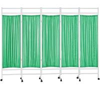 Rolling Medical Privacy Screen Folding, 3/4/5/6 Panel Temporary Room Partition Wall Fencing With Wheels, For Beauty Salon Hospital Clinic Ward, Metal Iron F(Size:5 Panels-W250cm(98.4in),Color:Green)
