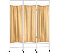 Rolling Medical Privacy Screen Folding, 3/4/5/6 Panel Temporary Room Partition Wall Fencing With Wheels, For Beauty Salon Hospital Clinic Ward, Metal Iron F(Size:3 Panels-W150cm(59.1in),Color:Yellow)