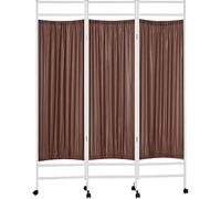 Rolling Medical Privacy Screen Folding, 3/4/5/6 Panel Temporary Room Partition Wall Fencing With Wheels, For Beauty Salon Hospital Clinic Ward, Metal Iron F(Size:3 Panels-W150cm(59.1in),Color:Brown)