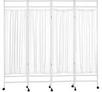 Rolling Medical Privacy Screen Folding, 3/4/5/6 Panel Temporary Room Partition Wall Fencing With Wheels, For Beauty Salon Hospital Clinic Ward, Metal Iron F(Size:4 Panels-W200cm(78.7in),Color:White)