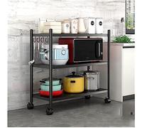 Rolling Metal Kitchen Storage Cart with WheelsMultiTier Utility Trolley for Home and Bathroom OrganizationBlack Finish Easy Mobility and Versatile Storage Solution