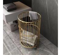 Rolling Metal Laundry Basket with Wheels - Portable Hamper for Dirty Clothes and Towels Storage for Bedroom or Bathroom