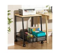Rolling Microwave Cart with 2-Tier rage Space-Saving Kitchen Stand on Wheels Multi-Use Shelf for Kitchen Living Room Office and Dorm (Black 42x30x45cm)