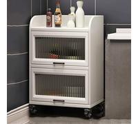 Rolling Microwave Stand, Compact Kitchen Cabinet, Wooden Baker's Rack with Folding Door, Versatile Space-Saving Buffet Sideboard for Small Spaces, Stylish Oven Rack