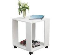 Rolling Movable Side Table Small Coffee Shelf in Imitation Wood Square Design for Phone/Accent Table/Lamp/Nightstand Medium Set Tables (Color: D Size: 50)